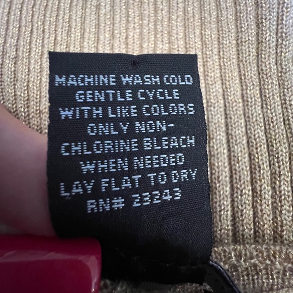 New York & Company Women's Gold Metallic Low Cut Button Cardigan, Size Large - Picture 7 of 9